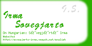 irma sovegjarto business card